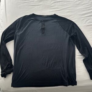 Theory Black Long Sleeve Henley